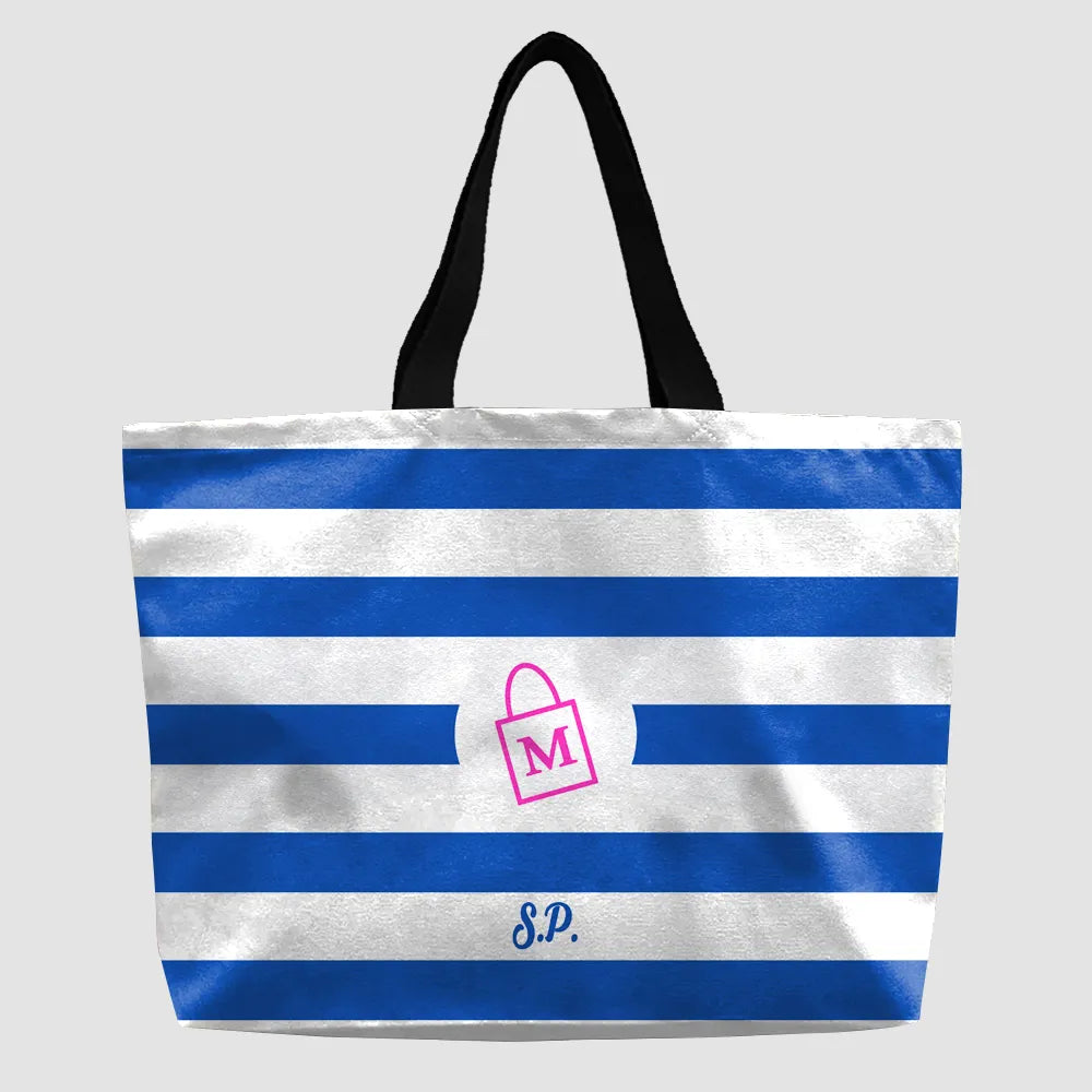 Grand tote bag plage personnalisé avec poche et fermeture éclair