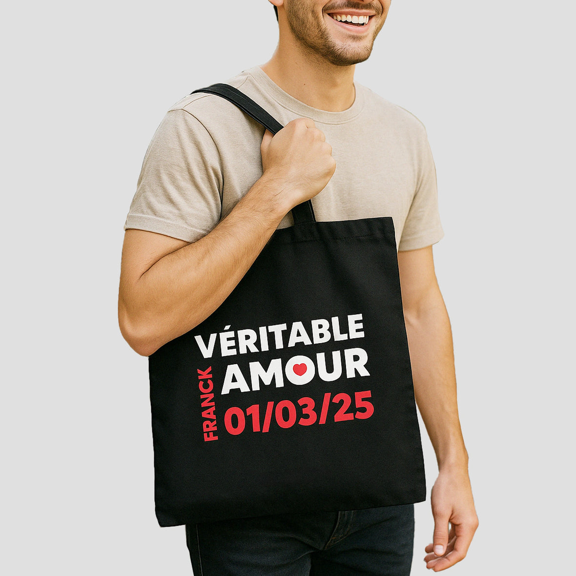 Sac tote bag personnalisé date et prénom