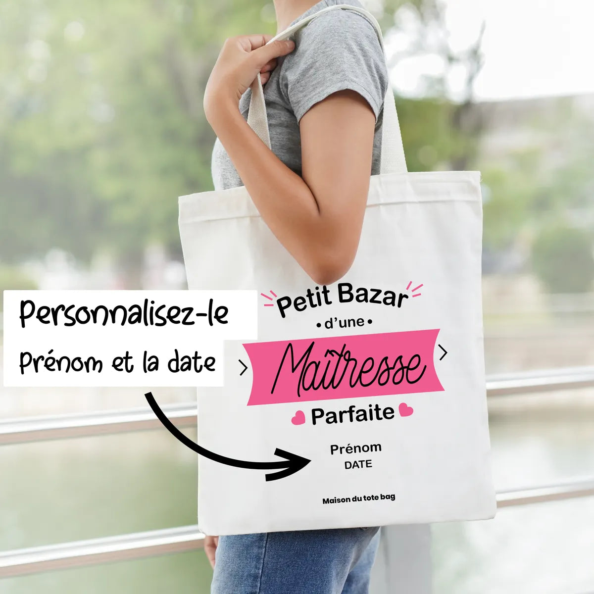 Tote bag personnalise pour maitresse Livraison OFFERTE