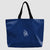 Grand tote bag bleu avec poche intérieure ouverte
