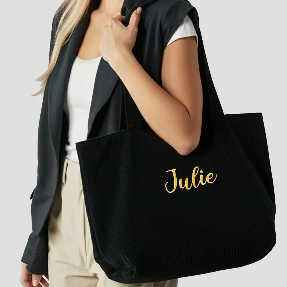 Tote Bag Velour Côtelé
