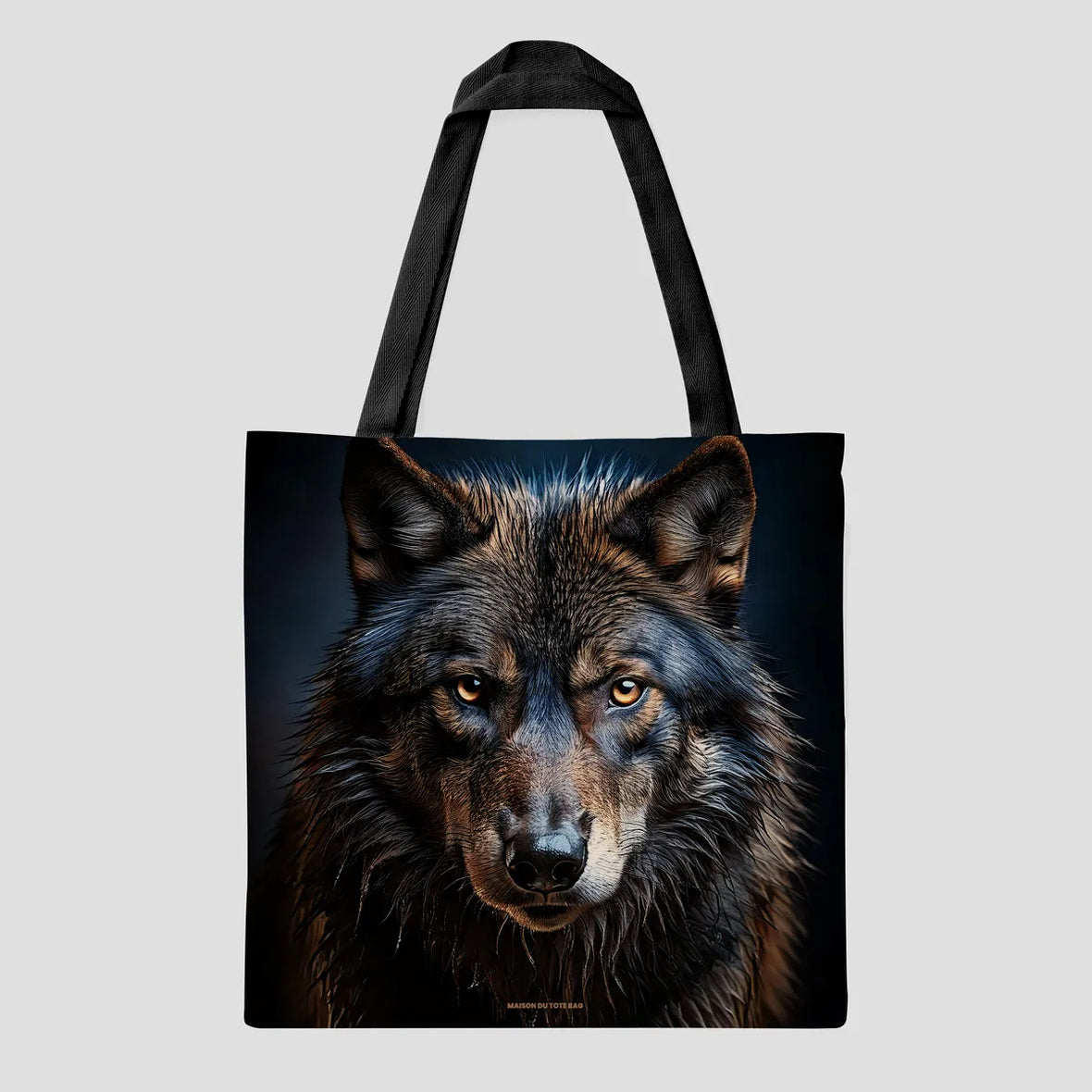 Tote bag noir loup