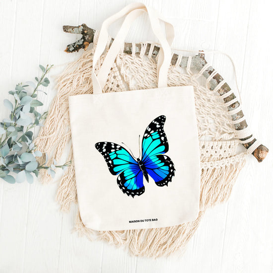 tote bag papillon bleu | Maison du tote bag