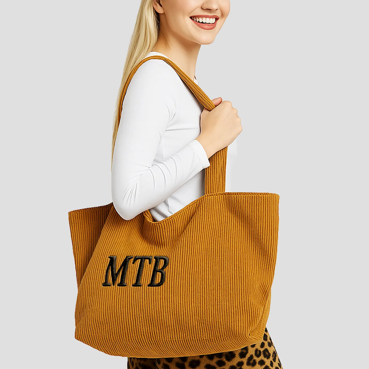 Tote Bag en Velour Style Décontracté Brodé