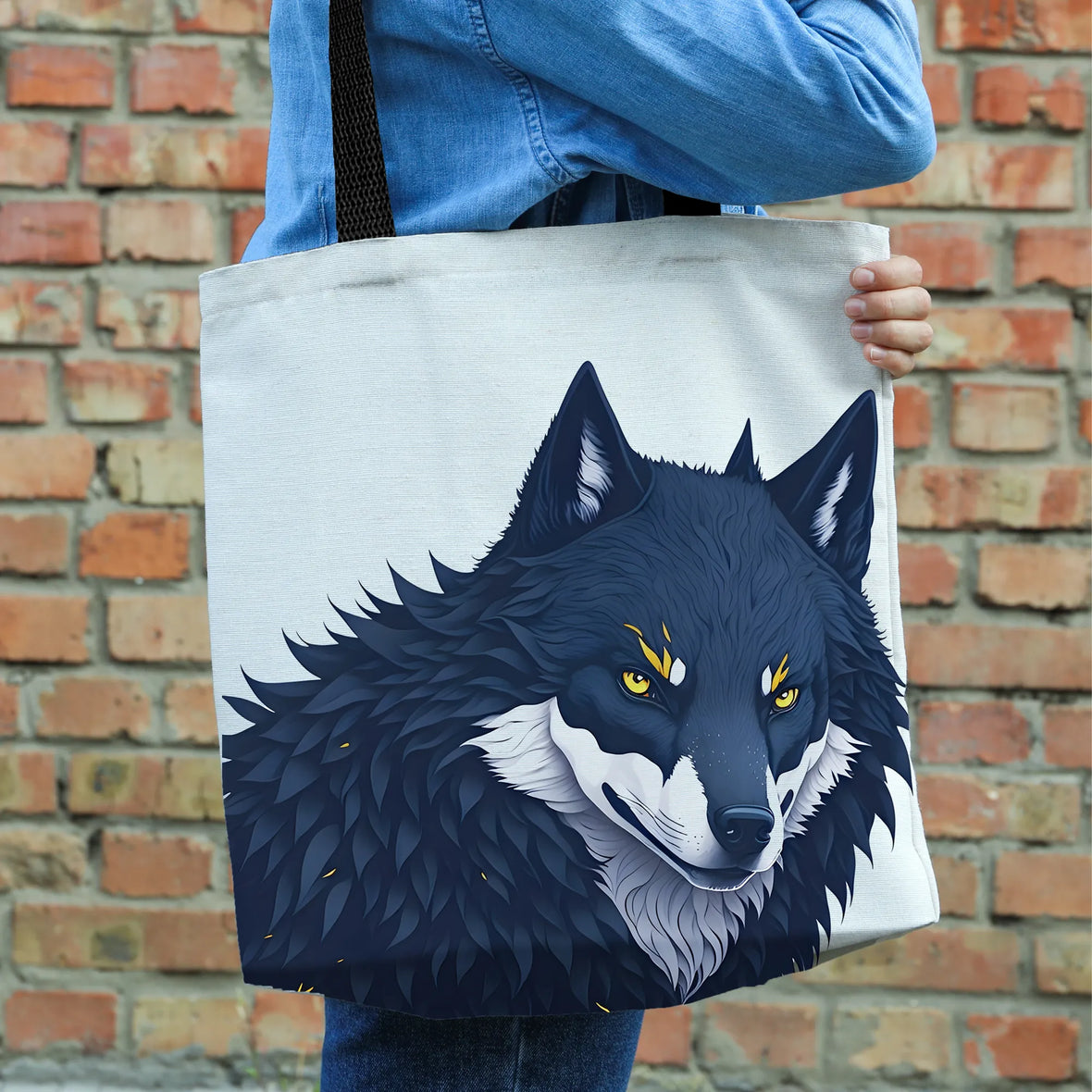 Tote bag with wolf | Maison du tote bag