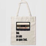 Cassette audio tote bag