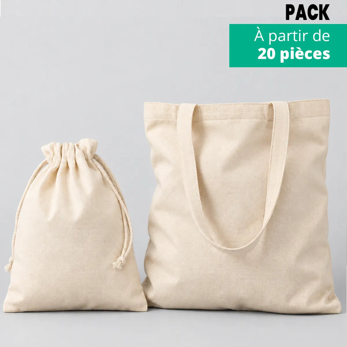 Pack Tote Bag Beige Vierge — deux formats pour vos créations DIY