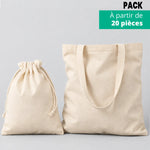 Pack Tote Bag Beige Vierge — deux formats pour vos créations DIY