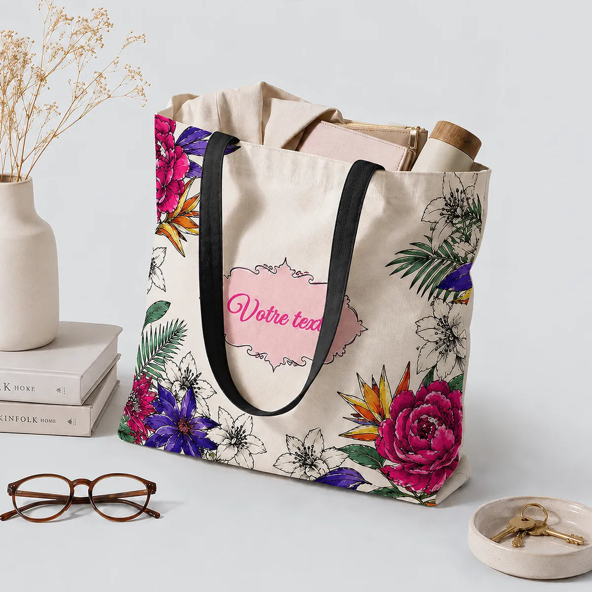 Tote bag fleuri personnalisé