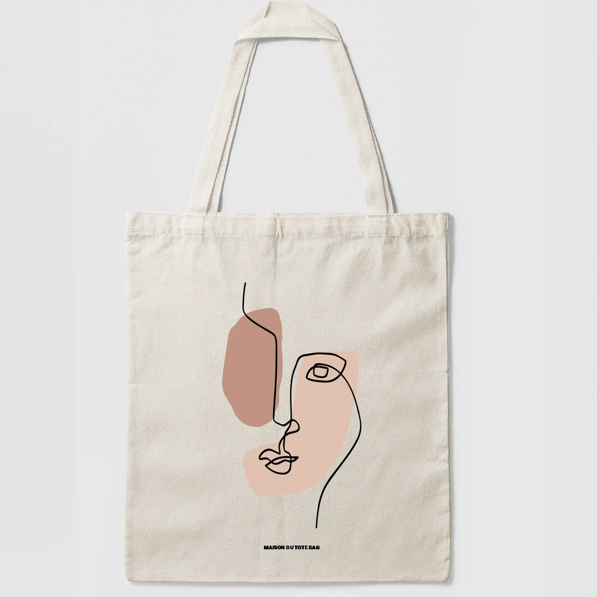 Tote Bag Line Art Abstrait Visage