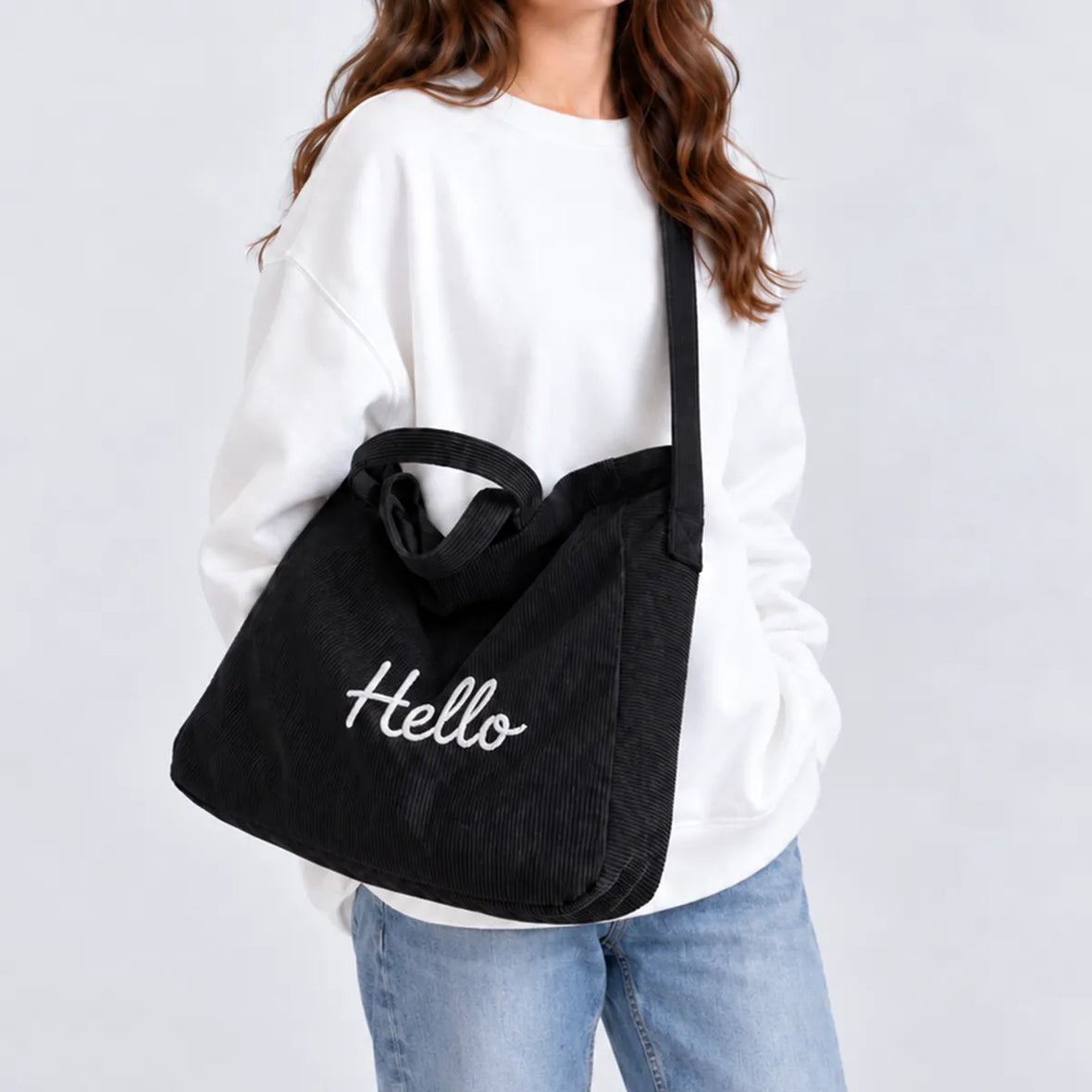 Tote Bag Noir de Cours en Velours