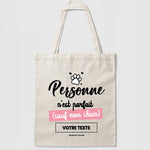 Tote bag chien texte coloris écrue
