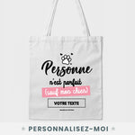 Tote bag chien texte personnalisé
