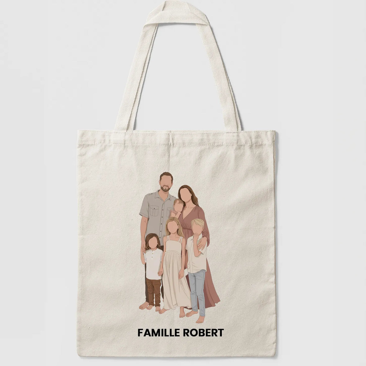 Tote bag personnalise famille exemple
