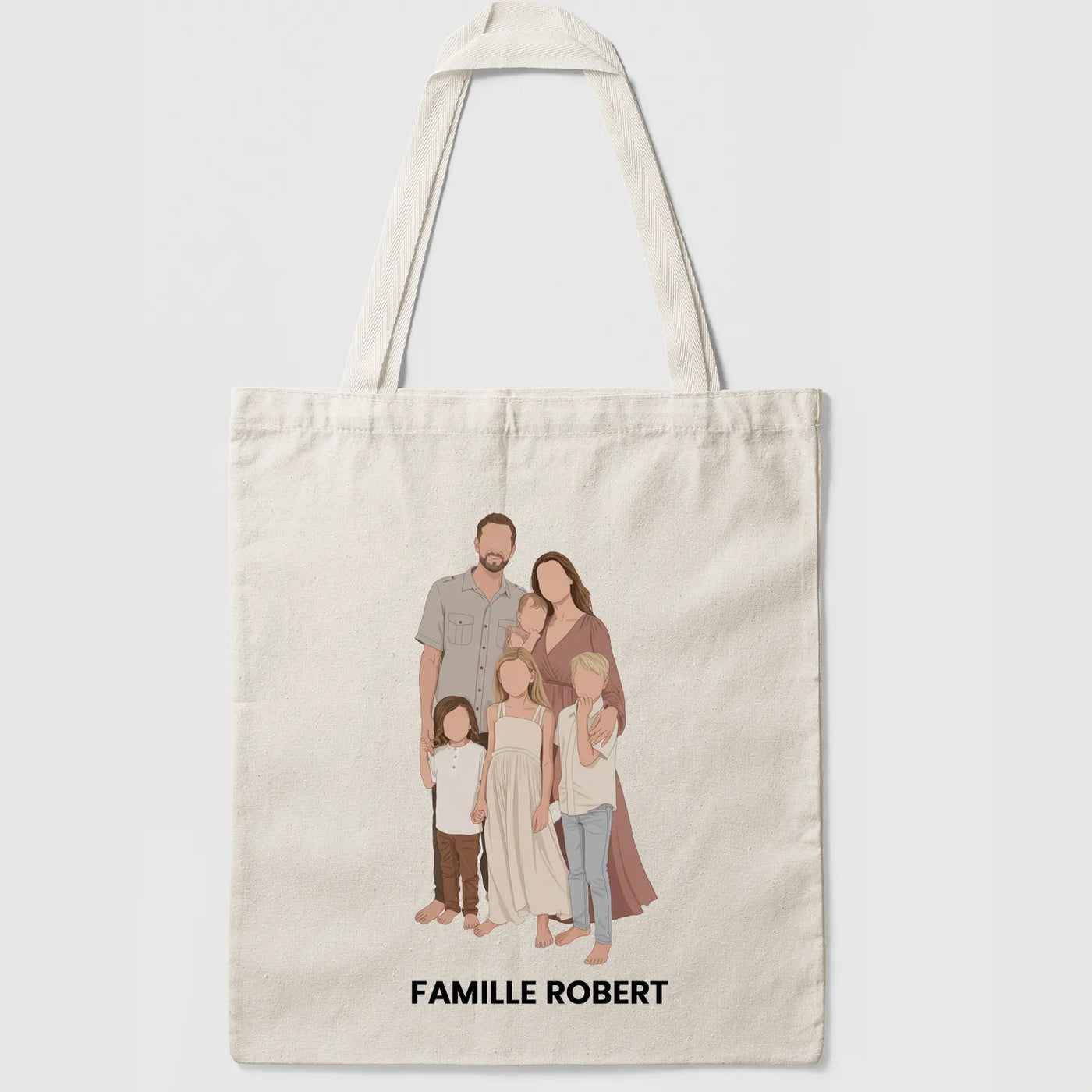 Tote bag personnalise famille exemple