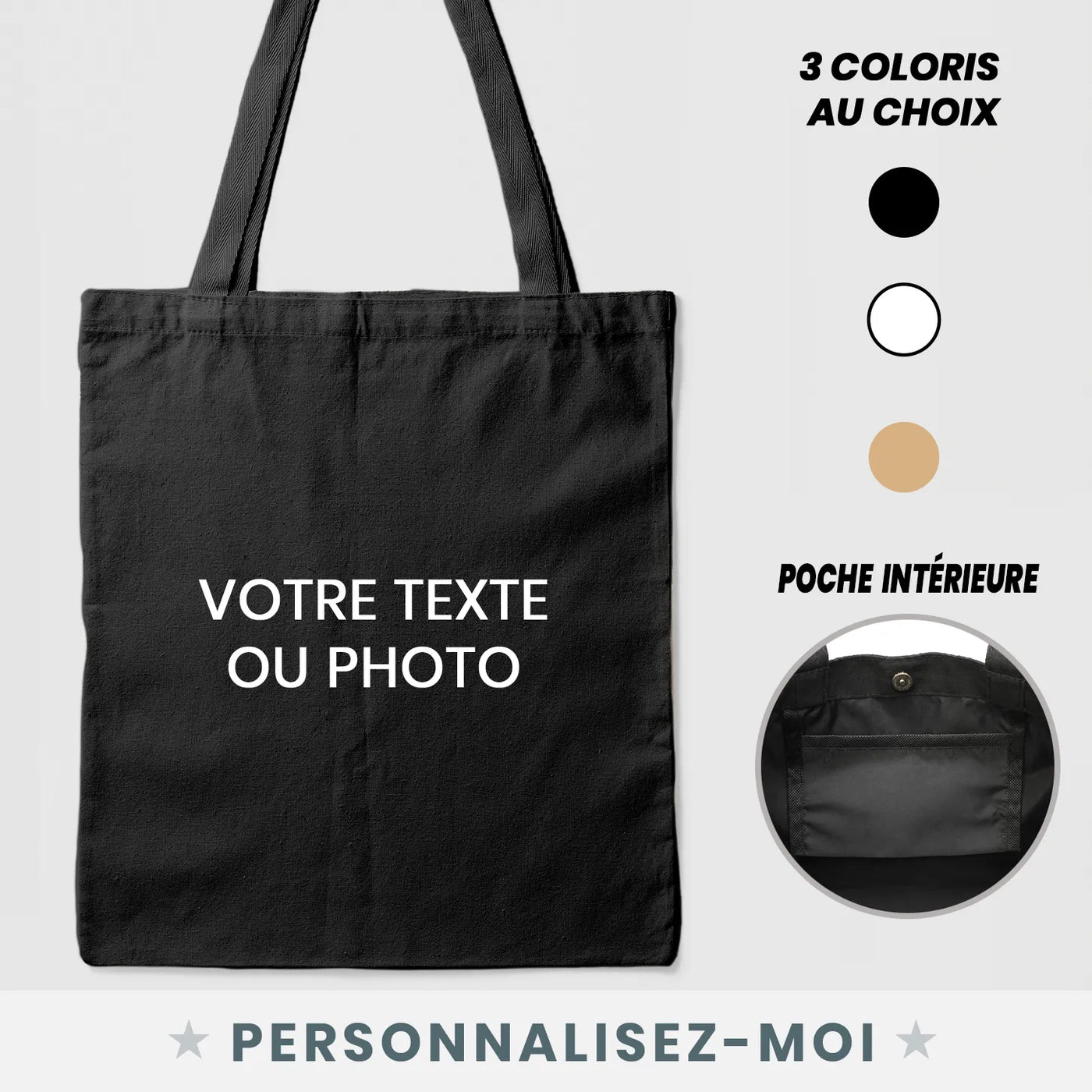 Tote bag avec poche intérieure — personnalisez-le à votre image