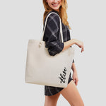 Grand tote bag lin personnalisé