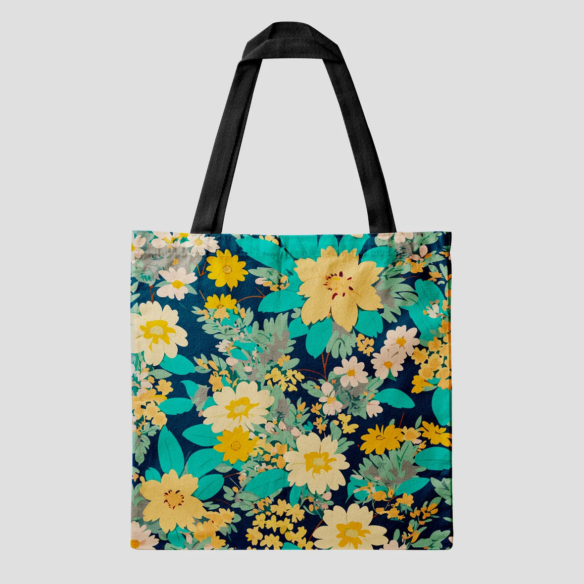 Tote Bag à Motif Fleurs