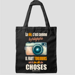 Tote bag vintage appareil photo noir