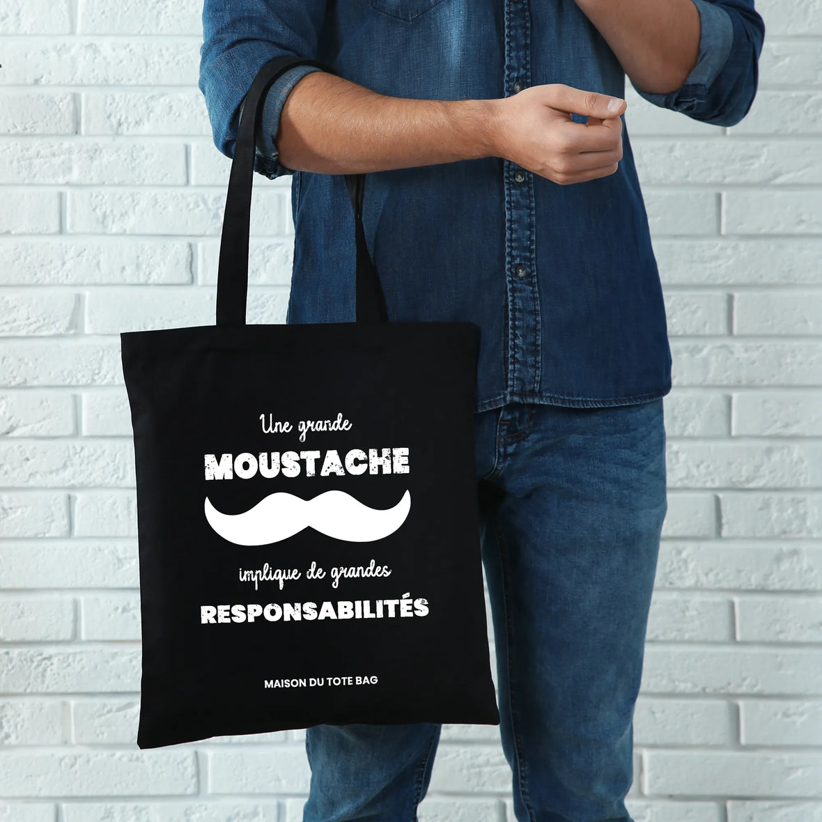 Tote Bag Homme Moustache | Maison du tote bag