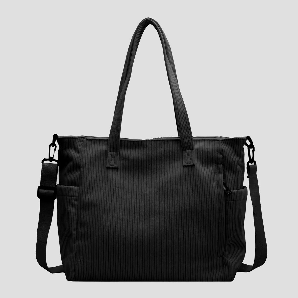 Tote bag noir de cours en velours