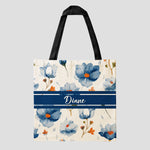 Tote Bag Personnalisée Bleu Pivoine