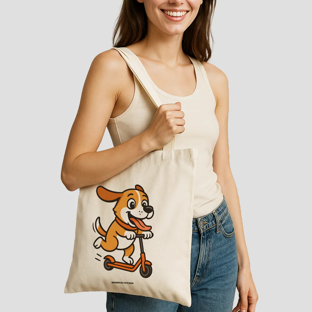 Tote Bag Rigolo Chien Trotinette