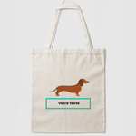 tote bag teckel chien saucisse à personnaliser