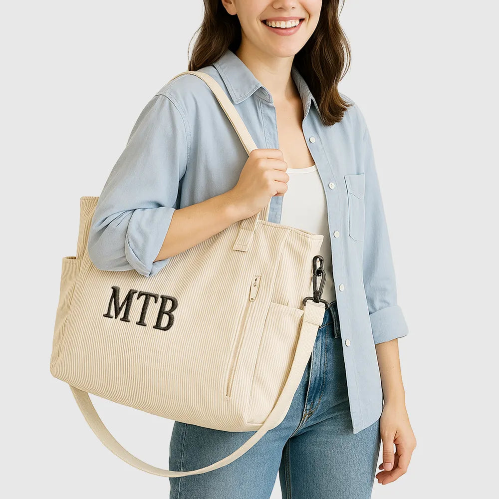 Tote bag velour blanc avec poche