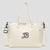 Tote bag velour blanc broder noir