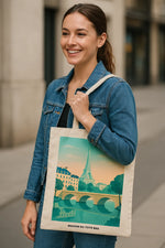Tote bags in paris blue