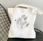 Tote Bag Artistique Visage et Fleurs | Maison du Tote Bag