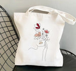 Tote Bag Line Art Visage et Fleur | Maison du Tote Bag