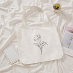 Tote Bag Blanc Fleur Minimaliste | Maison du Tote Bag