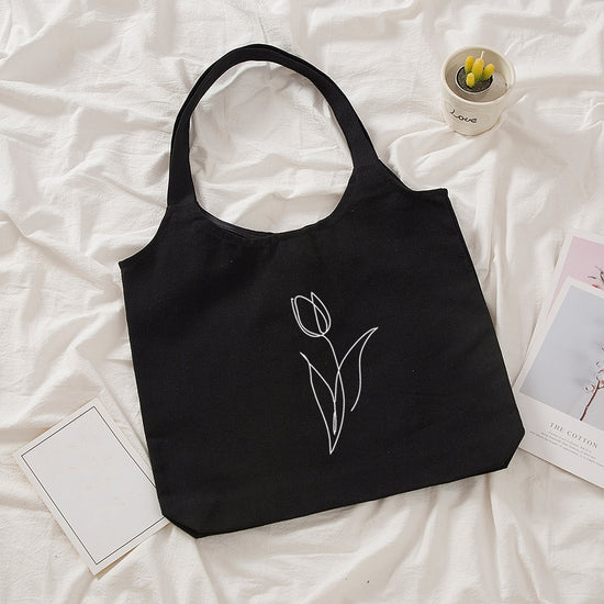 Tote Bag Noir Tulipe | Maison du Tote Bag