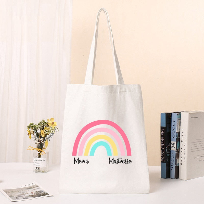 Tote Bag Arc-en-ciel Merci Maitresse | Maison du Tote Bag