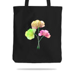 Black floral tote bag